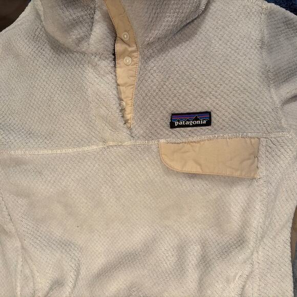 Patagonia Women’s Polartec retool Fleece Pullover Jacket Cream Beige Sz M Snap-T - Picture 7 of 11